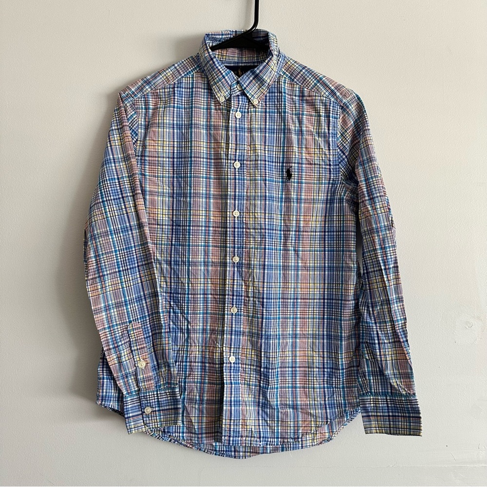 Ralph Lauren Kids Blue Plaid Shirt Size 14/16 L